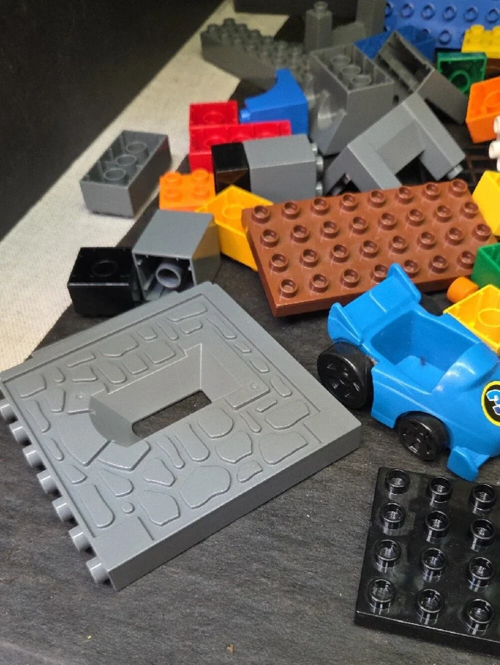 Lego Mega Blocks Multicolor Building Brick Lot with Blue Storage Bin, No Lid